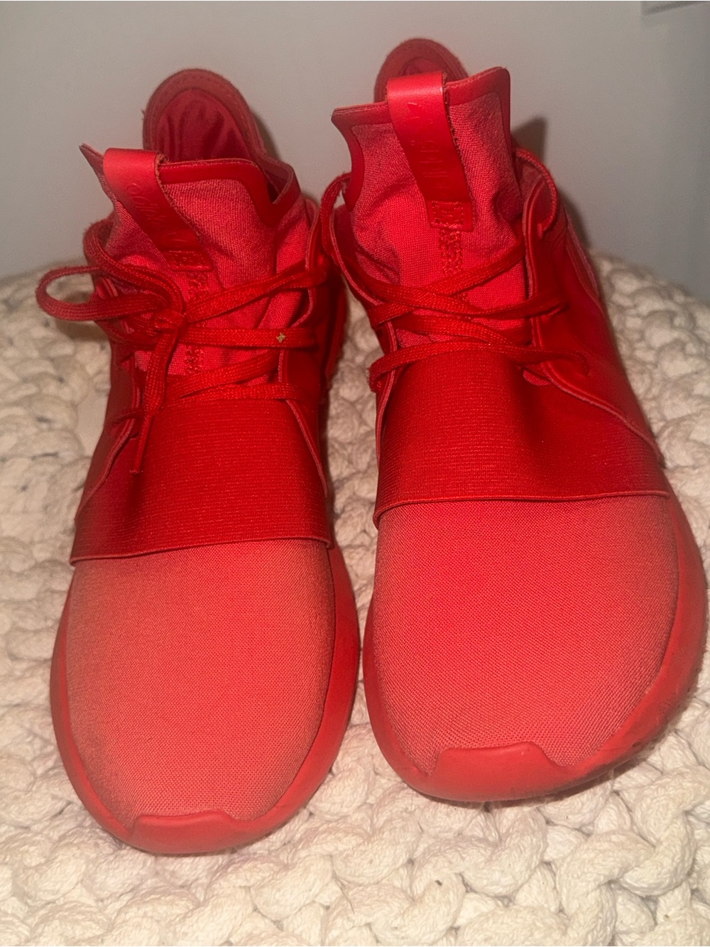 Adidas Tubular Bold Red Slip-On Athletic Sneakers